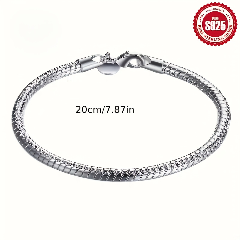 925 Sterling Silver Snake Bone Bracelet Set for Couples